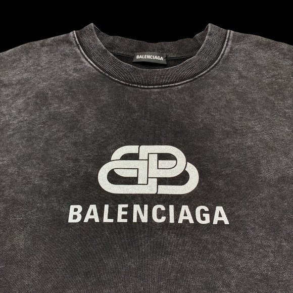 Balenciaga Crewneck Interlocking BB Washed Grey - Picture 2 of 4